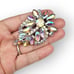 Weiss Aurora Borealis Rhinestone Flower Spray Brooch AB Navettes Vintage 2.75