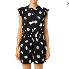 Kate Spade Daisy Dot Crepe Shorts Romper Black White Floral Print Womens Size 2
