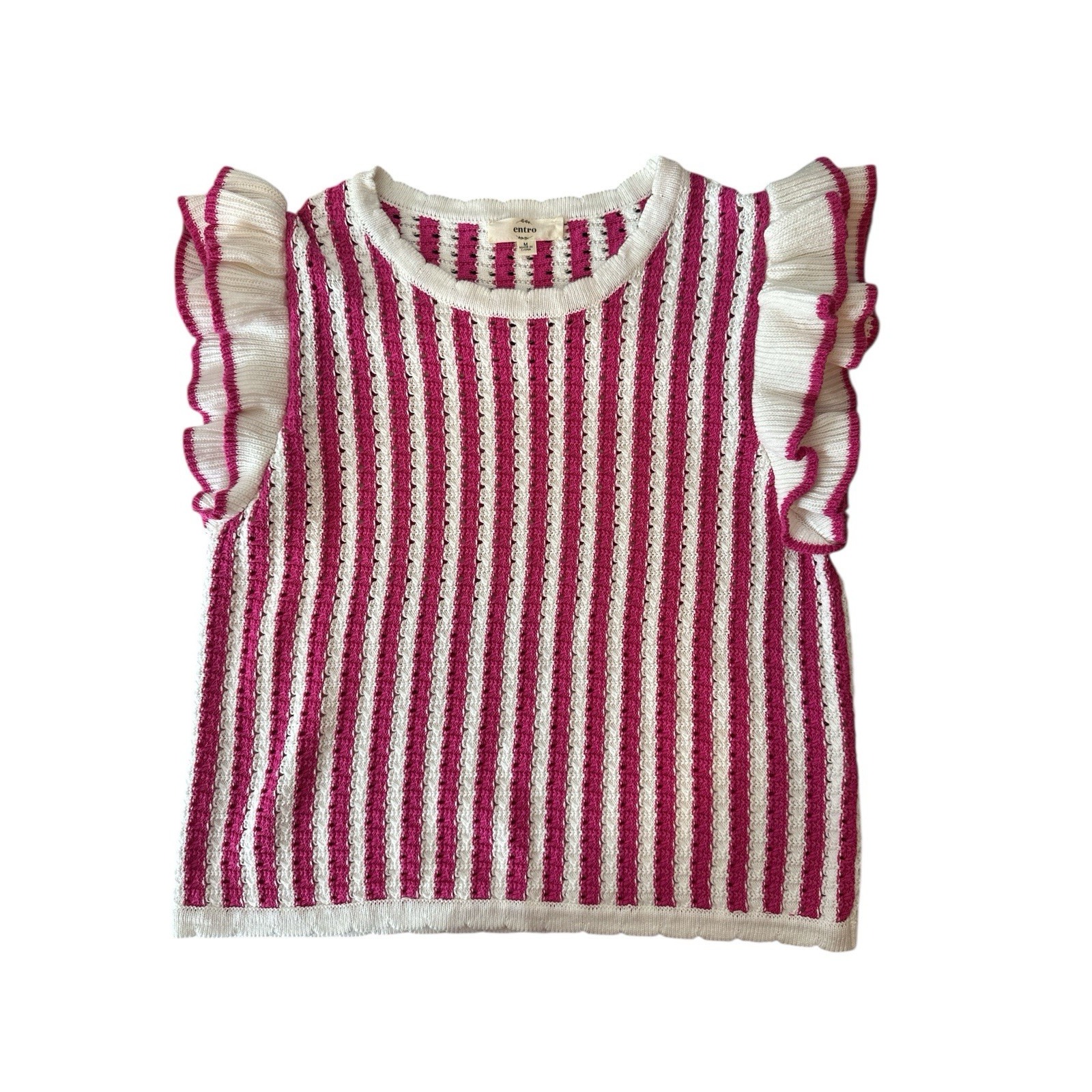 Entro Anthropologie Top Women M Crochet Knit Sleeveless Boho 70's Cottagecore