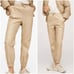 Cream/Beige MNG Mango Faux Leather Jogger Pants w/ Elastic Drawstring Waist