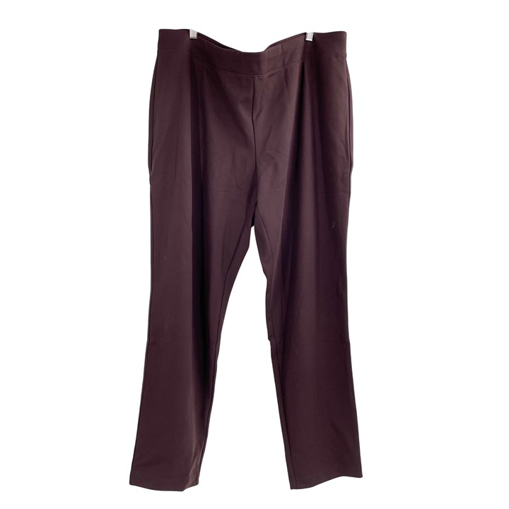 NWT Eileen Fisher Brown Pull On Lyocell Slim Ankle Pants Womens Plus Size 2X