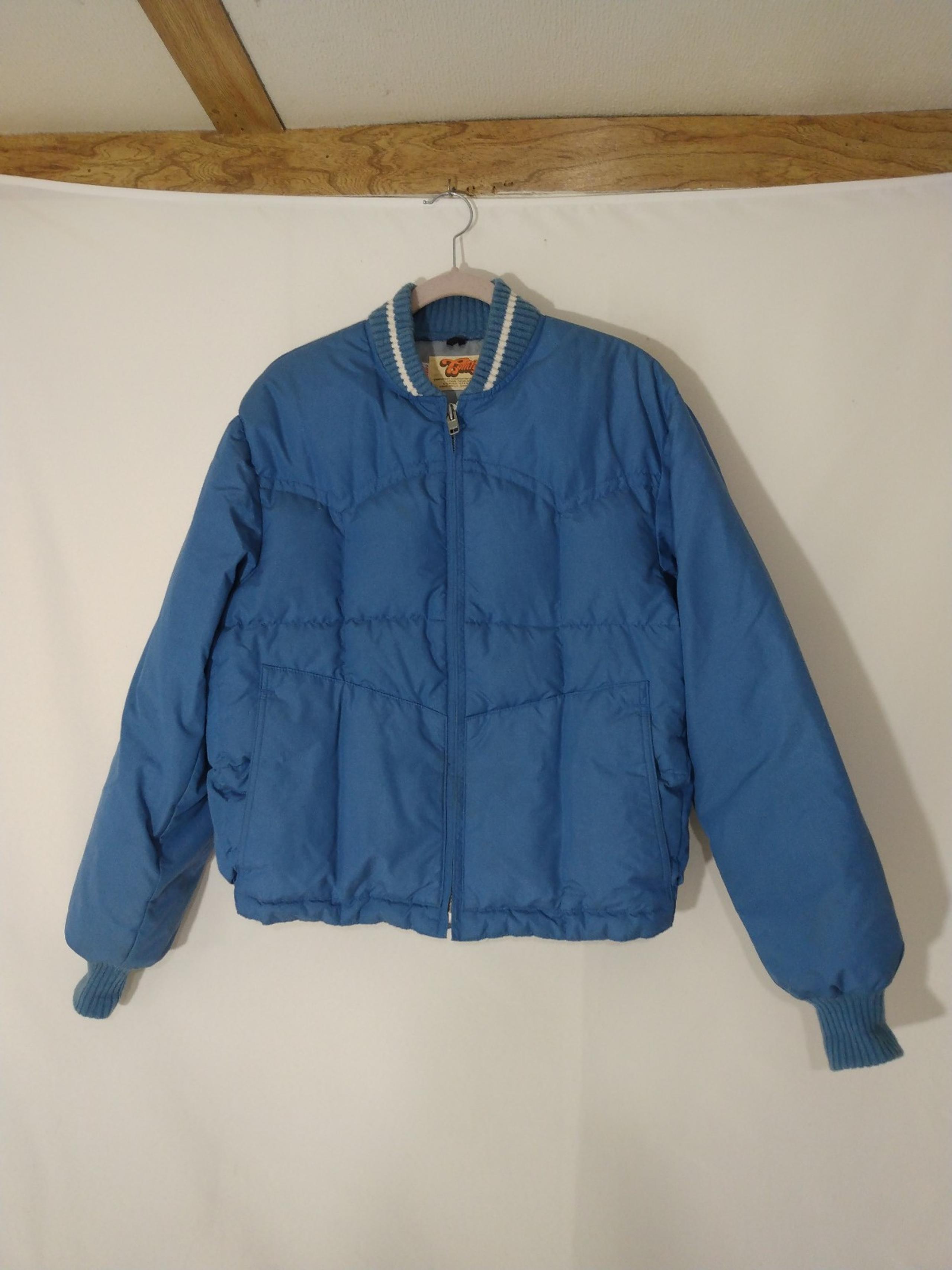 Mens Vintage Downright Comfy Blue Down Fill Puffer Ski Jacket Sz Large USA