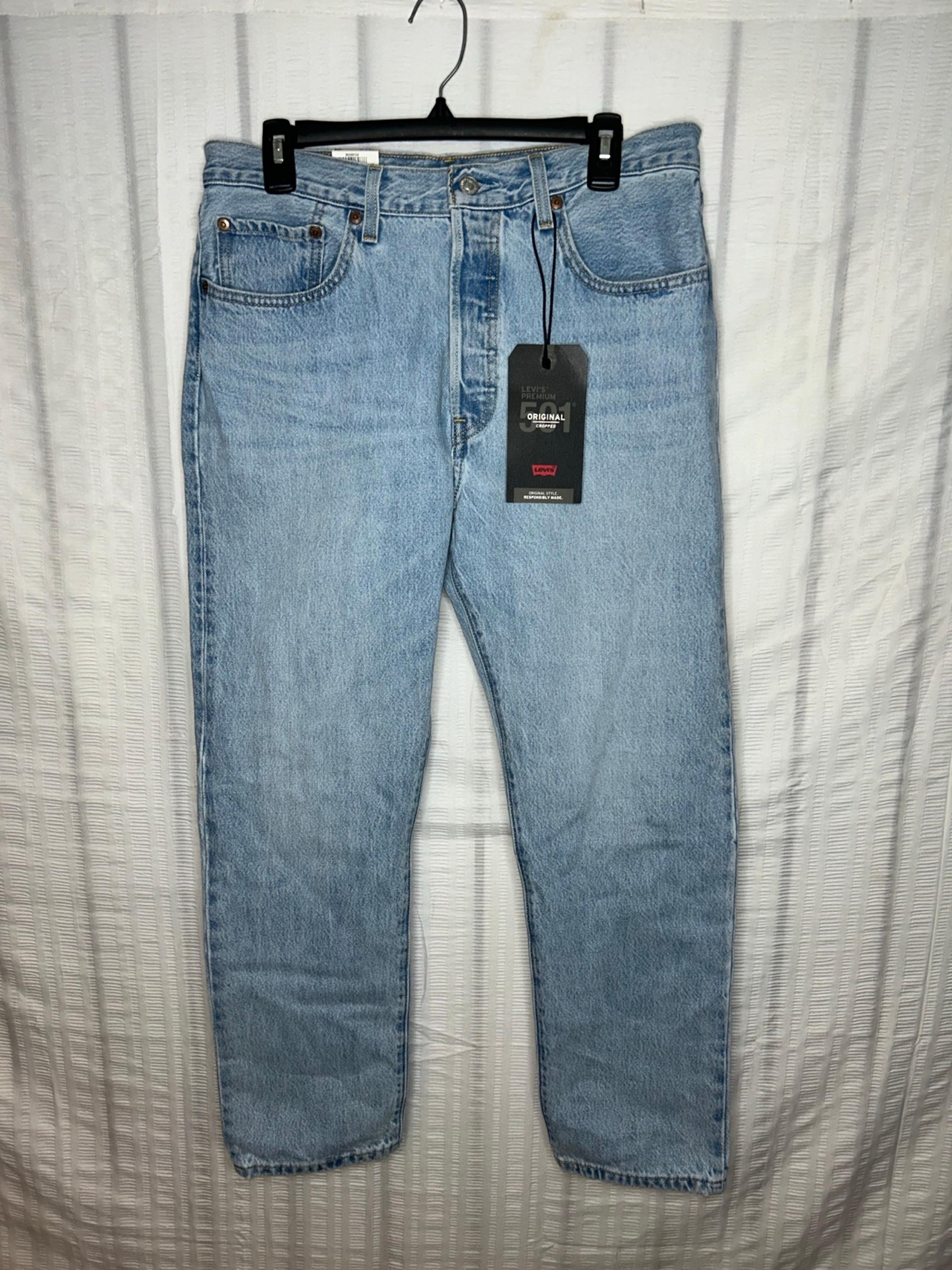 NWT WOMEN'S LEVI JEANS 501 32x27 Original Cropped High Rise Button Fly Light 691