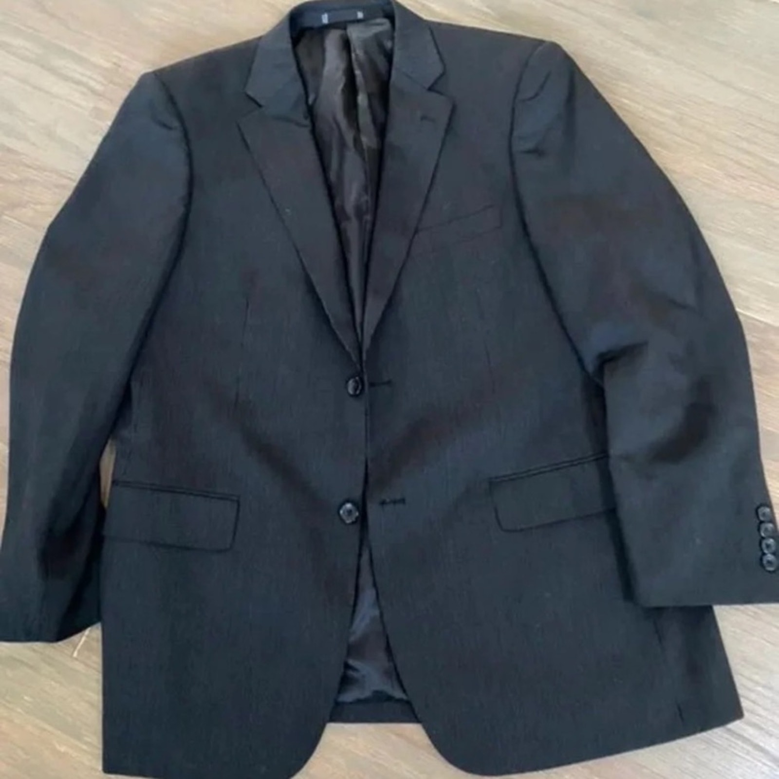 Emanuel Ungaro Black Pinstripe 2-Button 100% Wool Blazer Size 42R