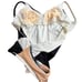 DeWeese Design Black and White Striped Vintage Swimsuit, Size 14