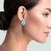 Volmer Bahner Vintage Light Blue Guilloche Anthurium Flower Earrings SE-2973