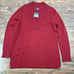 Eddie Bauer Women Cross Collar V-Neck Sweater Size L Knit Pullover Scarlet Red
