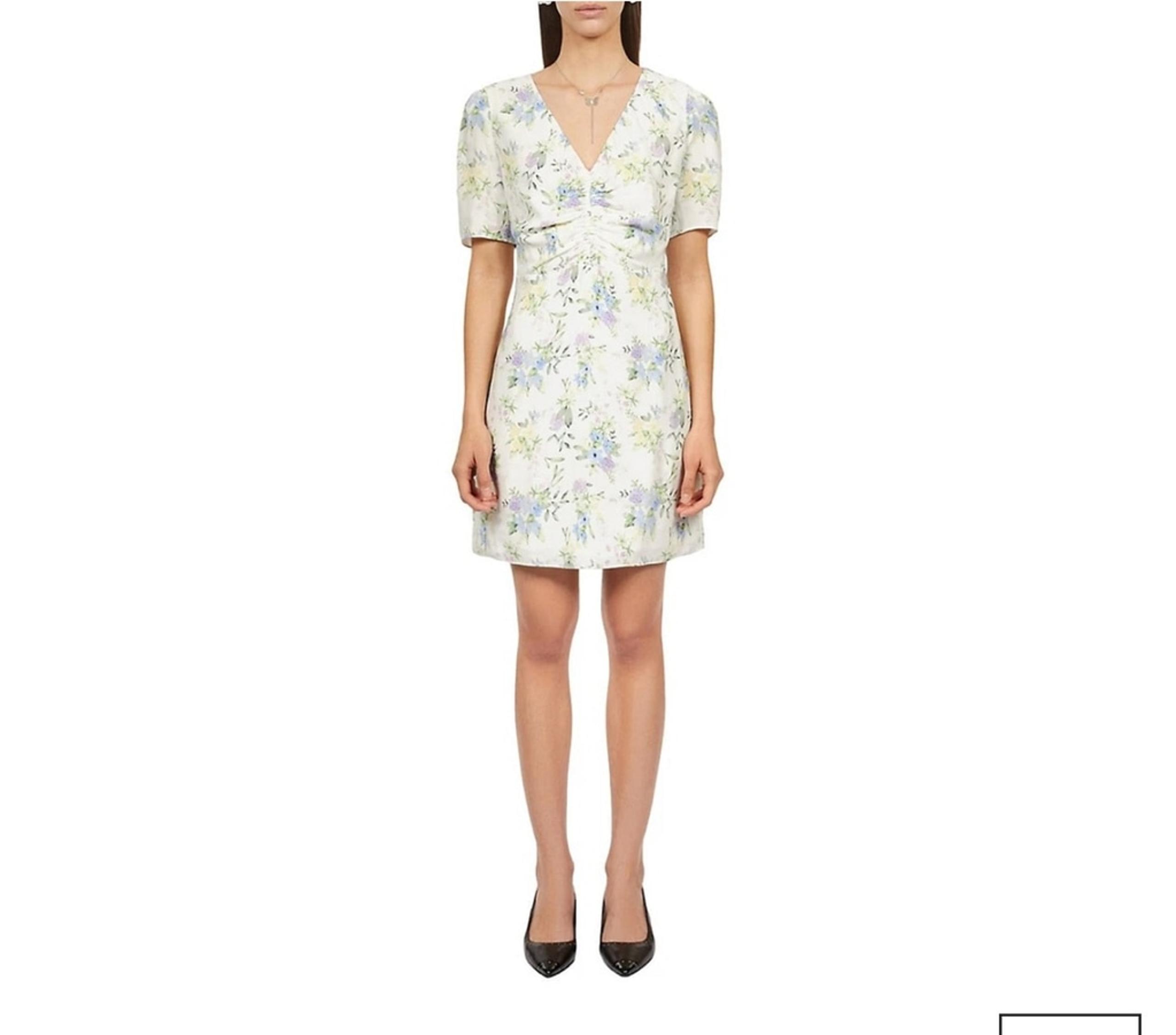 NWT The Kooples Floral Shirred Puff-Sleeve Mini Dress XS