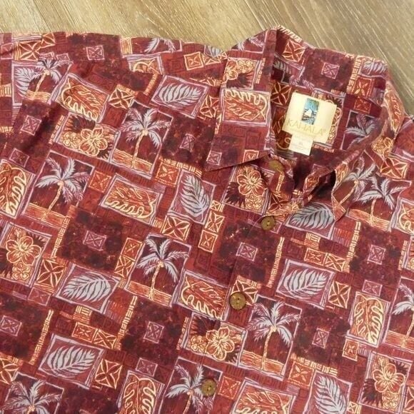 Kahala Button Down Cotton Tropical Hawaiian Shirt Men's XL