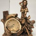GOLD BRASS TONE RESIN DANCING POSE WOMAN+WOOD LOG+ROSE CLOCK+BOX
