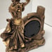 GOLD BRASS TONE RESIN DANCING POSE WOMAN+WOOD LOG+ROSE CLOCK+BOX