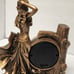 GOLD BRASS TONE RESIN DANCING POSE WOMAN+WOOD LOG+ROSE CLOCK+BOX