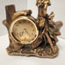 GOLD BRASS TONE RESIN DANCING POSE WOMAN+WOOD LOG+ROSE CLOCK+BOX