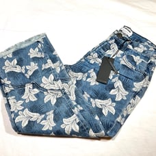 One Teaspoon Sailor Kick Flare Jeans floral cropped size 23