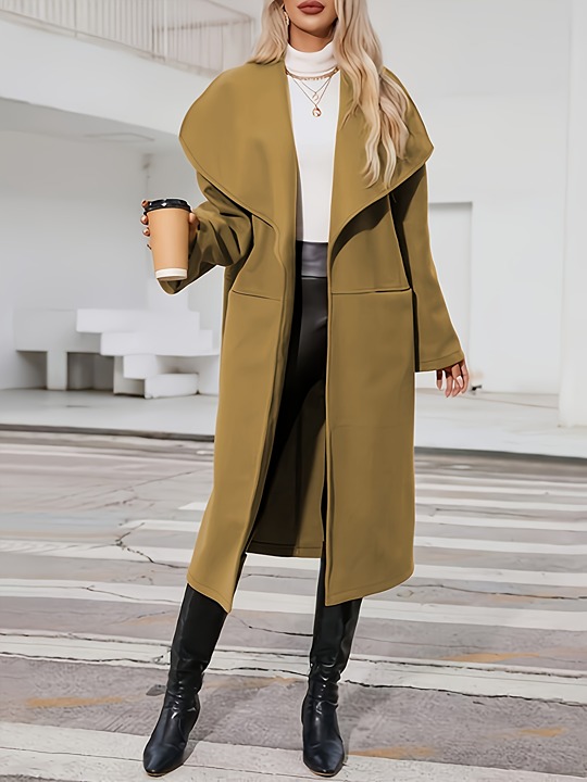 Elegant Open Front Long Sleeve Outerwear -8sz5