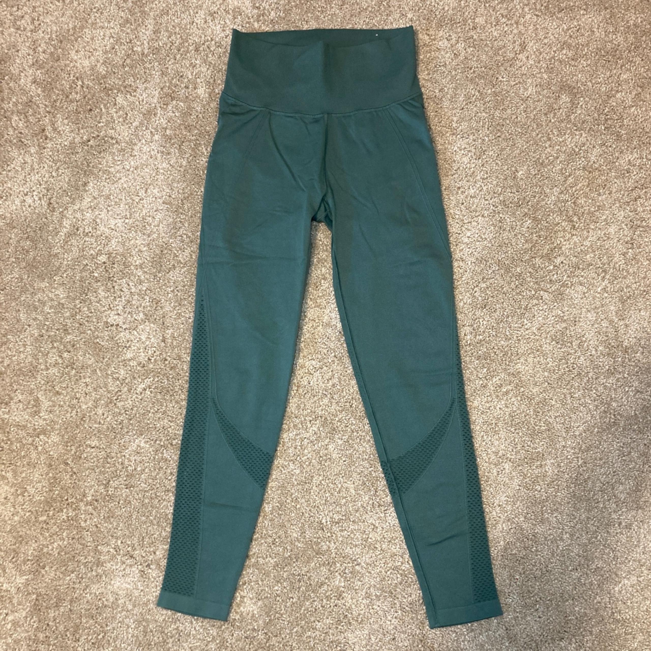 All in Motion Sculpting Mesh Workout Leggings Women M Green Poly Athleisure