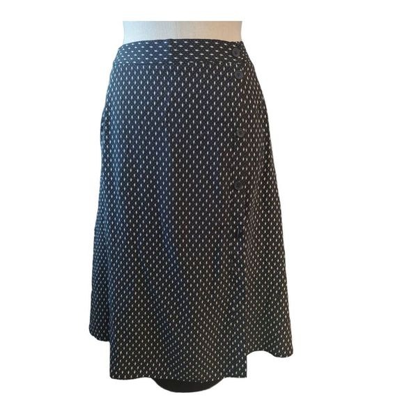 Catherine Malandrino Women's Size 2X Wrap Front Midi Skirt Black Lightweight New