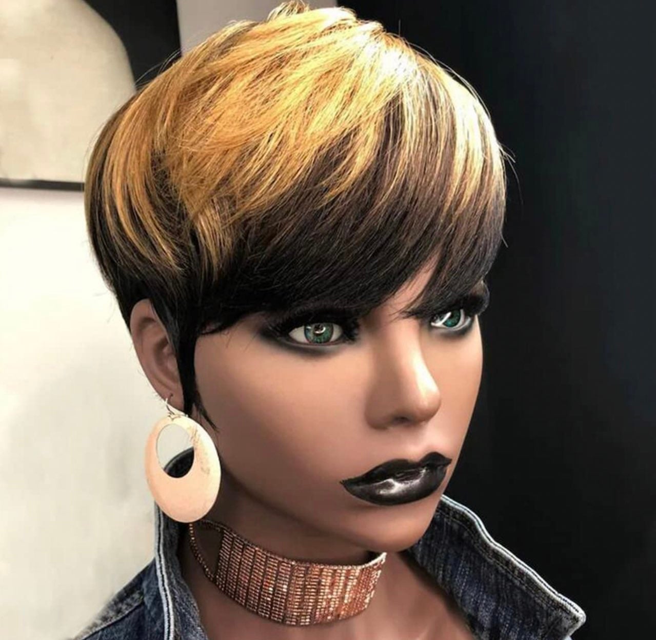 1b/4/27 pixie cut wig women brazilian human hair short wig with bang