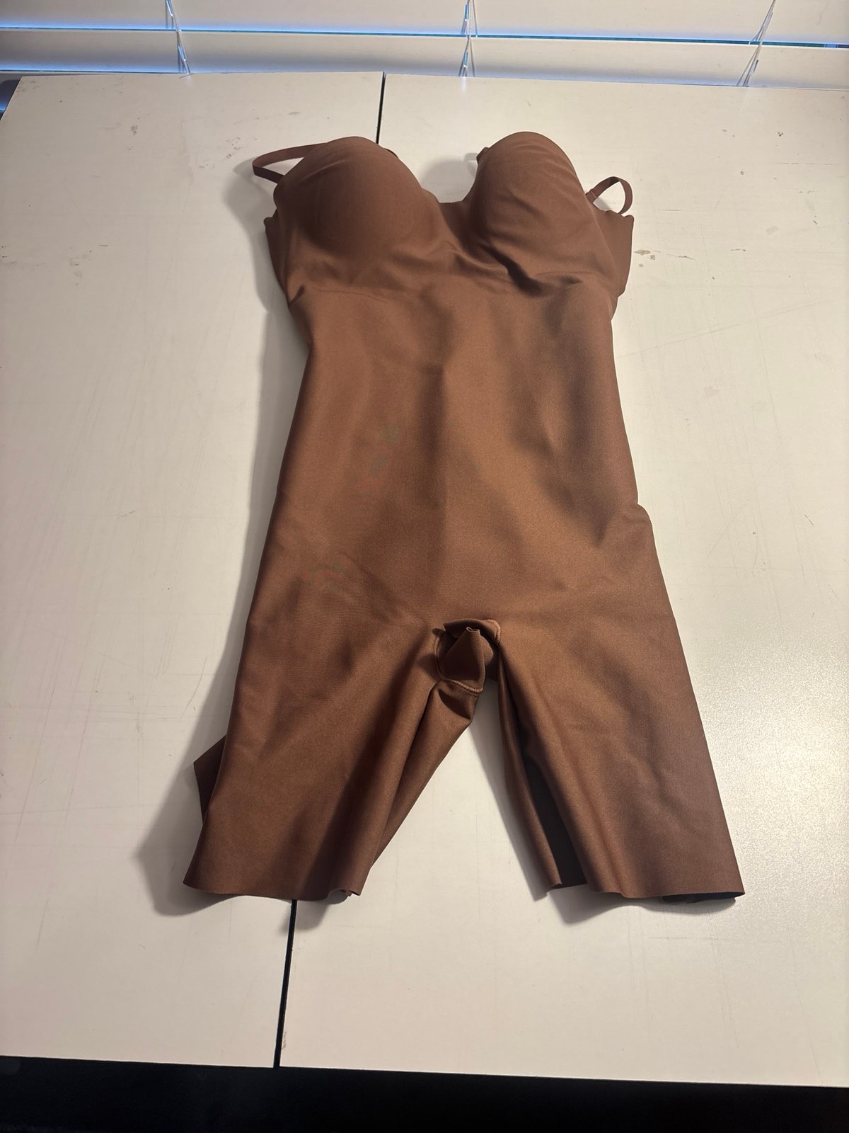 Skims body zoned open bust mid thigh bodysuit $88value