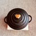 Le Creuset NIB Mini Stone Ware Black Cocotte w/ Gold Heart Knob 10cm - #2