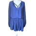 Ramy Brook Navy Rosey Drop Waist Flowy Mini Dress Embroidered Sleeves Size S