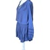 Ramy Brook Navy Rosey Drop Waist Flowy Mini Dress Embroidered Sleeves Size S