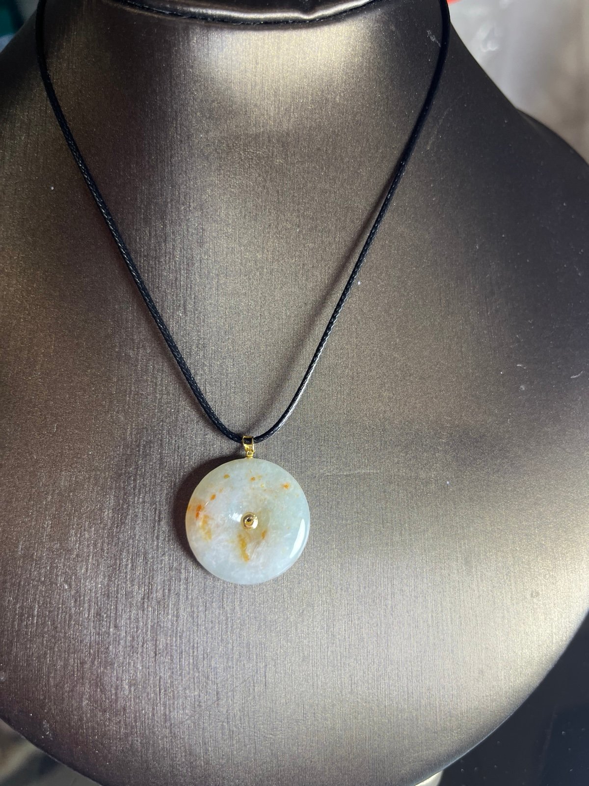 Jade Donut Pendant Round Circle Jadeite hole