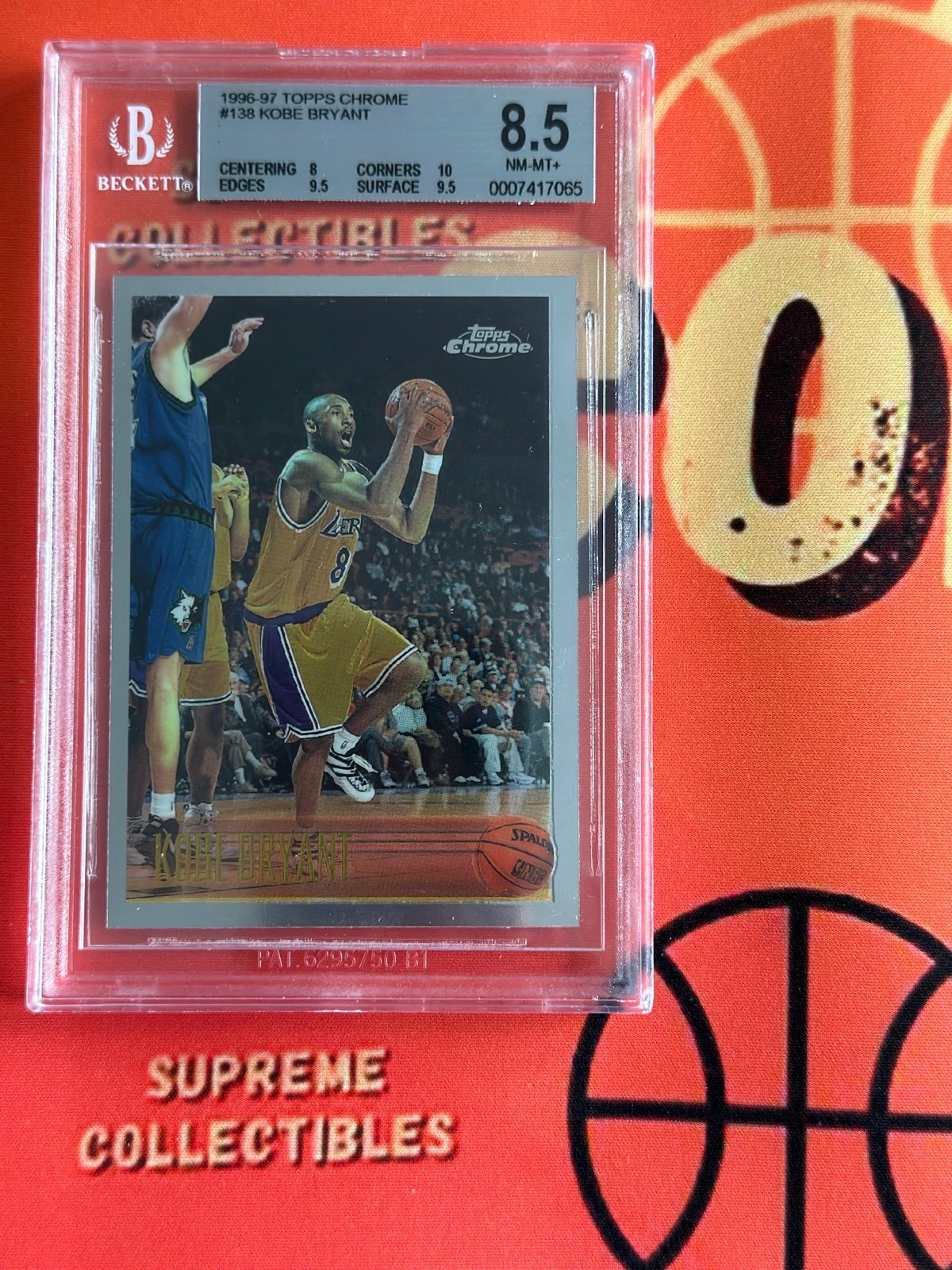 1996-97 KOBE BRYANT TOPPS CHROME #138 ROOKIE CARD LAKERS BGS 8.5 NM-MT