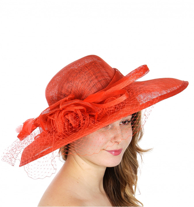 Sinamay netted feathers dress hat