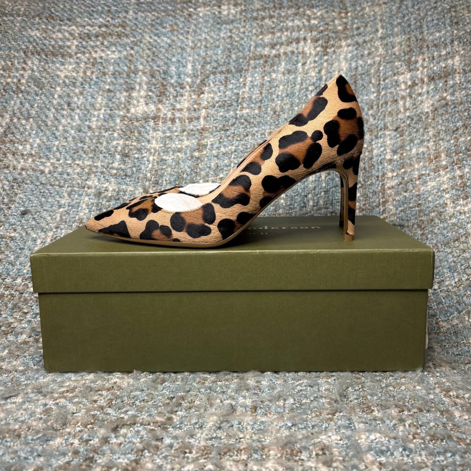 Rupert Sanderson New Nada Leather Stiletto Heels in Leopard Pony