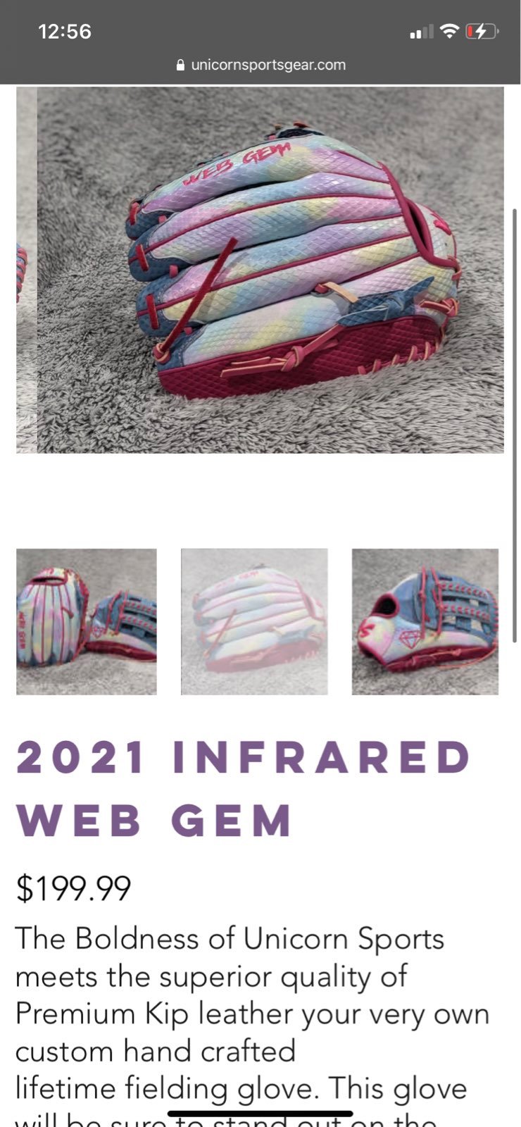 Web Gem customes unicorn glove