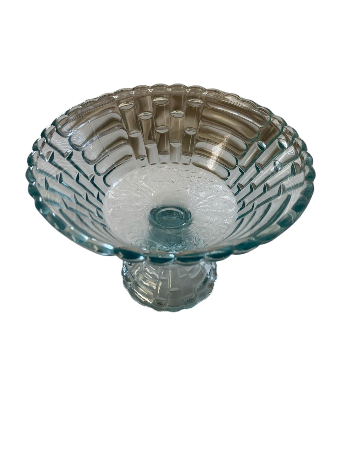 Vintage Jeanette Glass ice blue compote