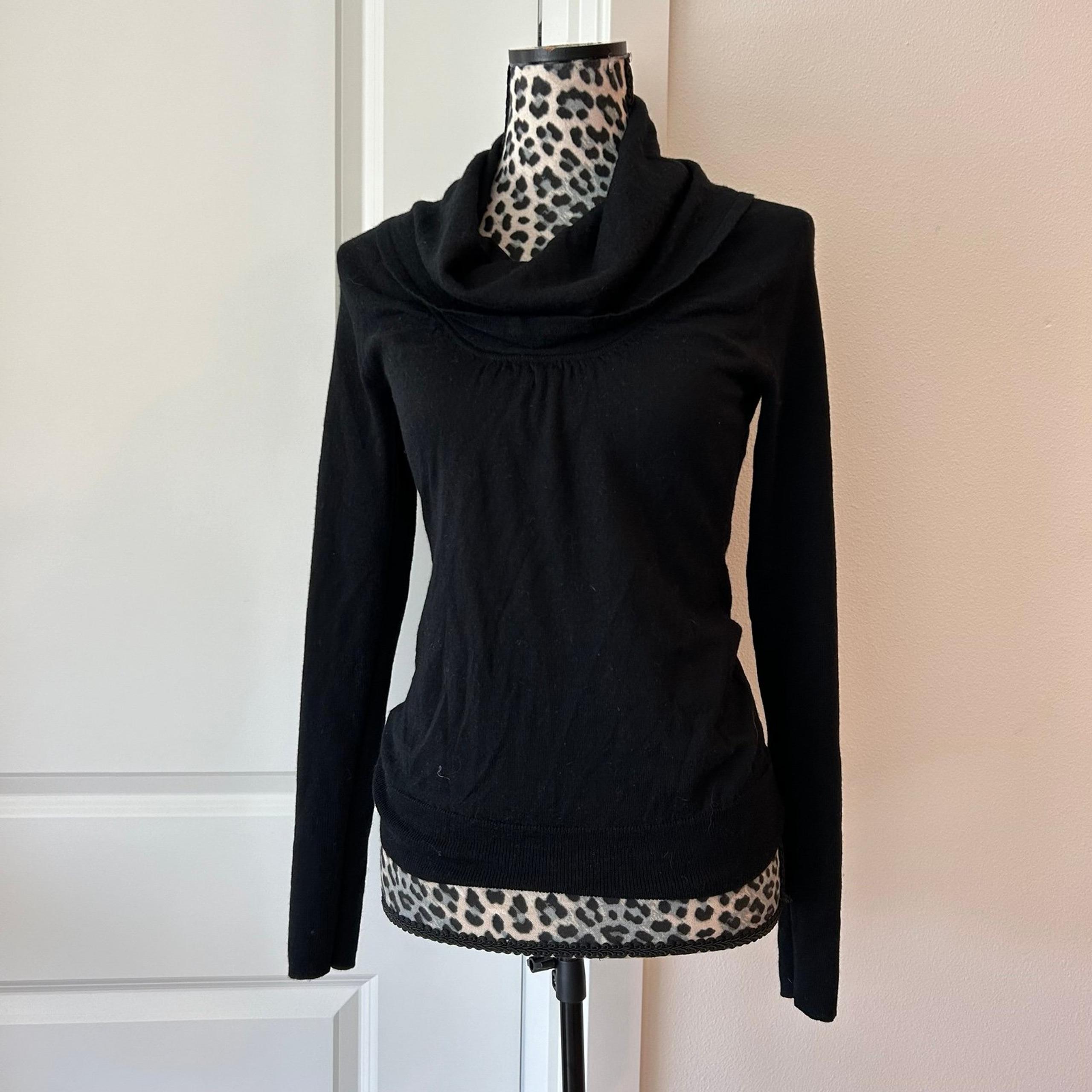The limited cowl neck wool cashmere tight sweater in black