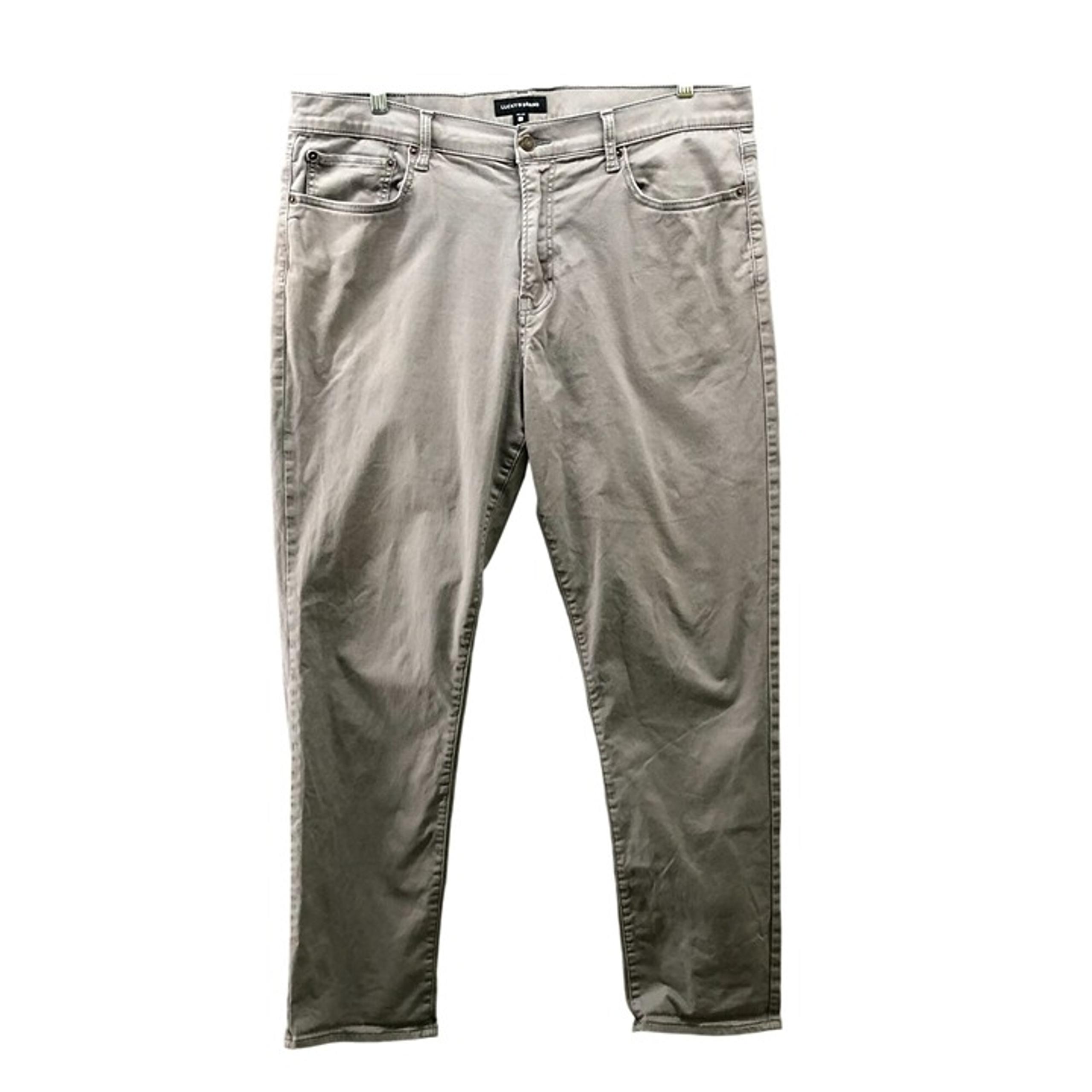 Lucky Brand 410 Athletic Straight Chino Pants Mens 38x32 Beige Stretch 5 Pocket