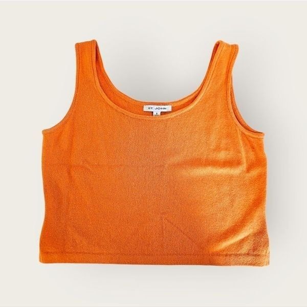 St. John Collection Orange Santana Knit Wool Blend Square Neck Tank Top S