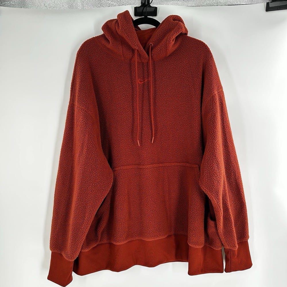 NIKE Women's 2X Sportswear Plush Burnt Orange Hoodie DX6420-010