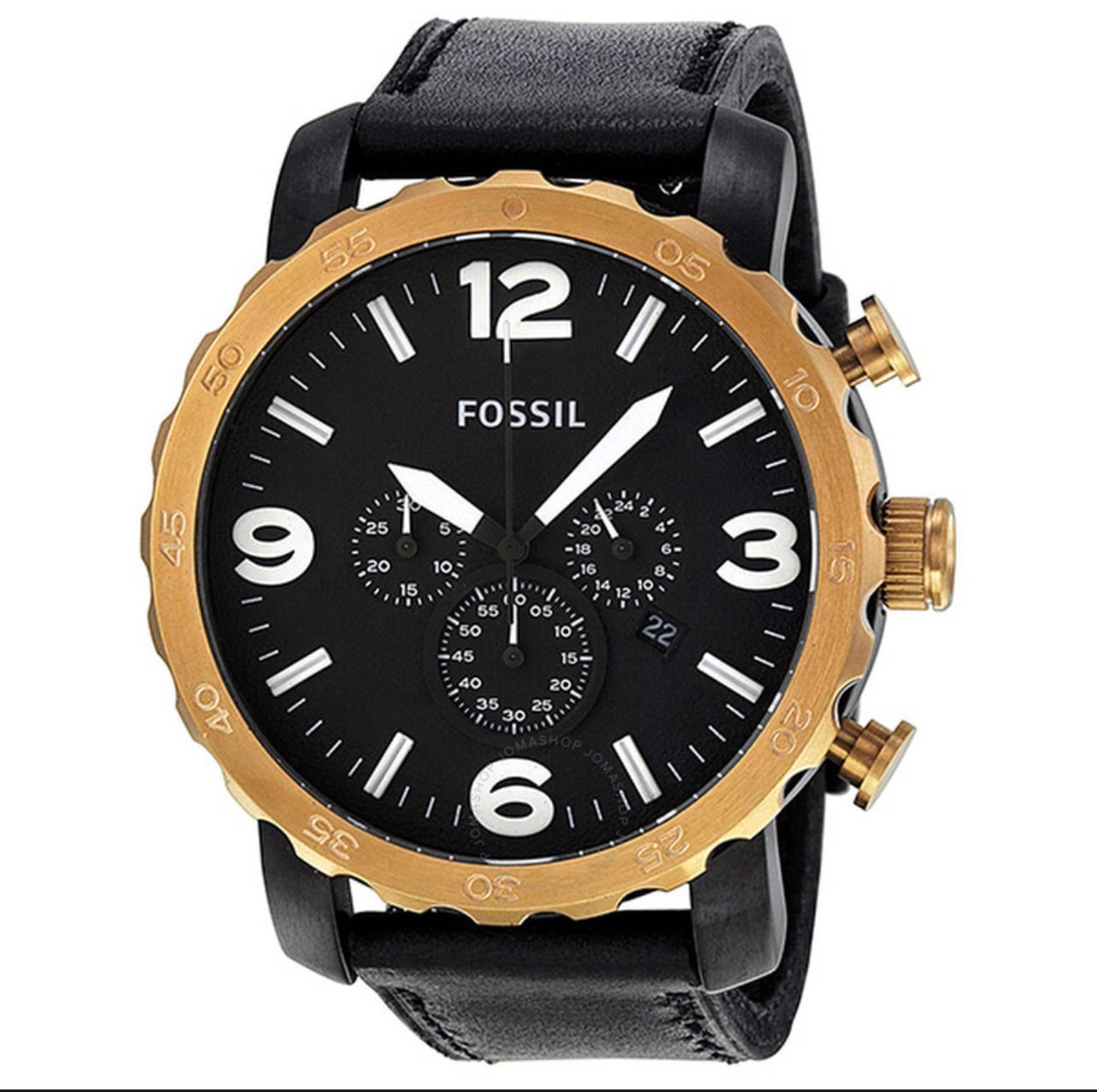 Fossil Nate Men's Chrono Watch w/Black Leather