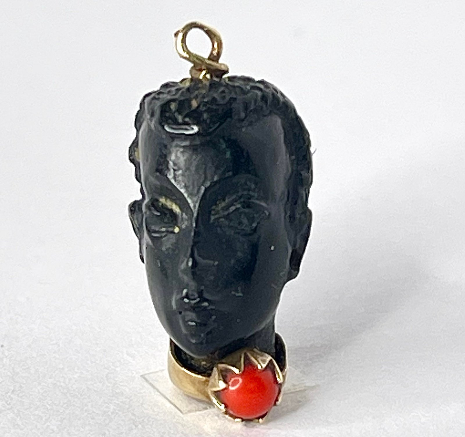 Vintage Corletto 18K Gold & Ebony Blackamoor Pendant