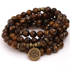 108 Mala Beads Tiger Eye Stone Healing Balance Spiritual Meditation Necklace