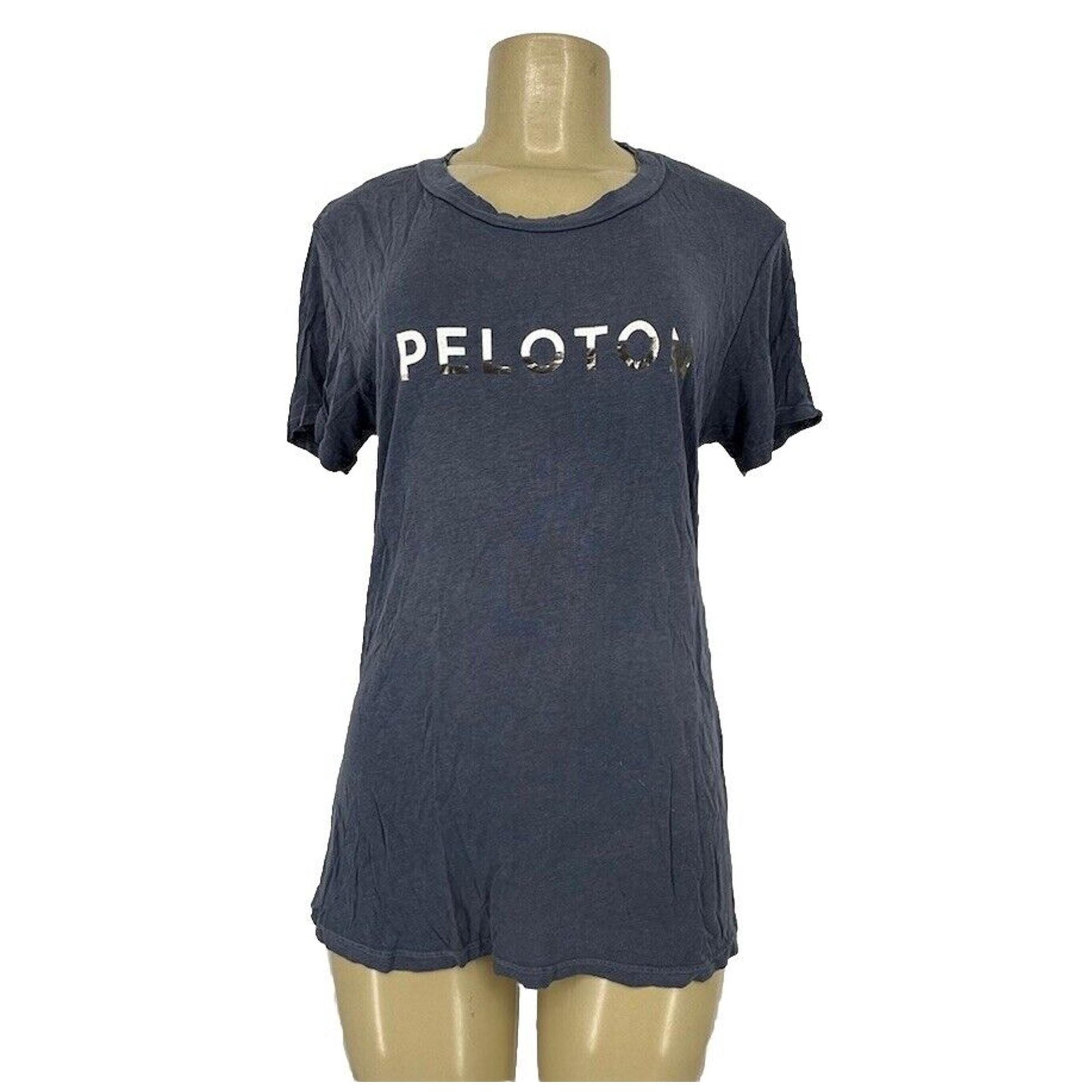 Peloton Medium Women Metallic Logo Short Sleeve T-Shirt Stretch Soft TS3