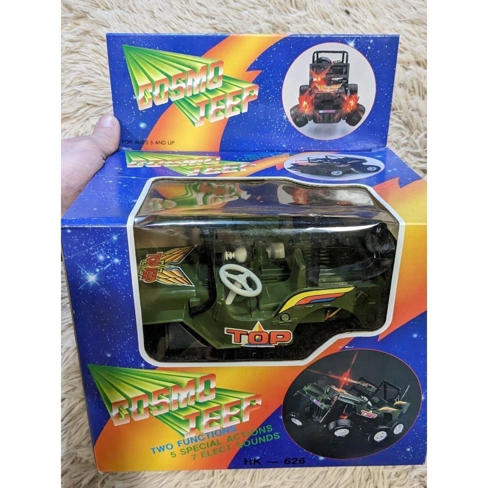 Cosmo Jeep Vintage 1980 80's Battery operated Toy with box Rare Hard To Find