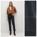 NWOT. Mango Black 100% Ovine Leather Straight-Fit Leather Pants. Size 4.