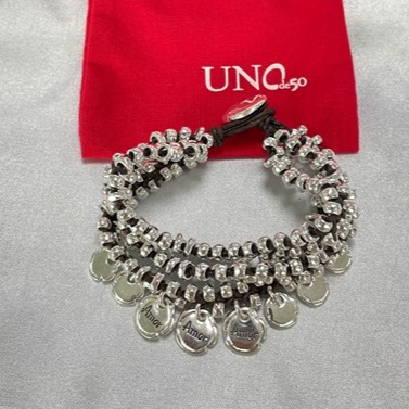 UNO de 50 Classified Bracelet/Lacrado Sealed bead leather in brown Bracelet