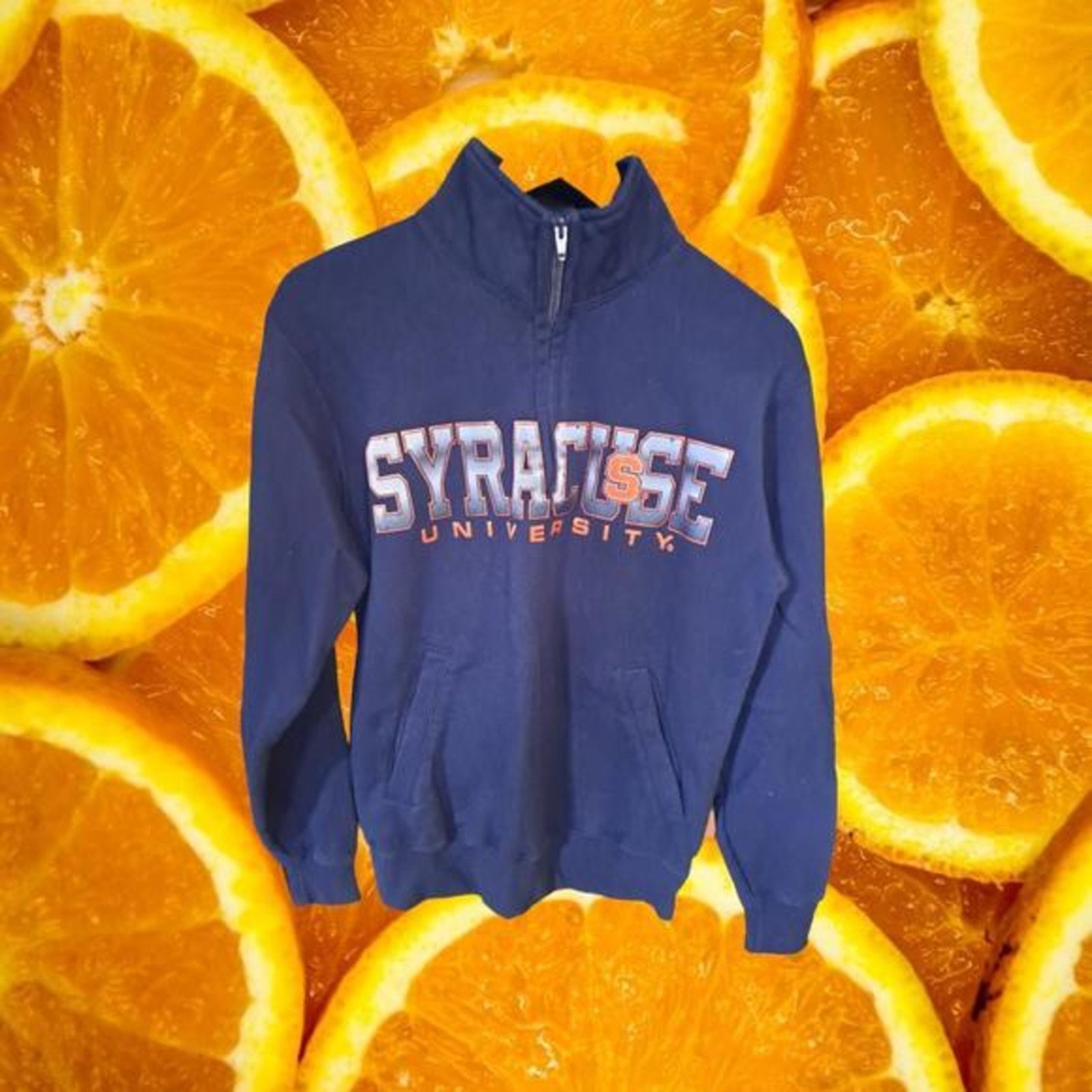 Champion Syracuse University 1/4 Zip Sweatshirt‎ with Fleece Lining Size Small