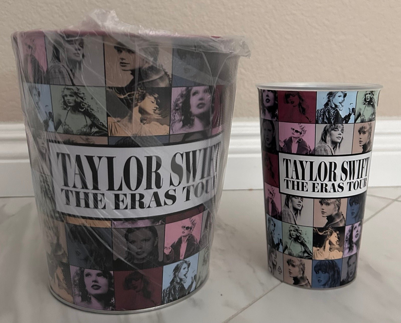 Taylor swift Eras Tour AMC Bundle of popcorn bucket tin + regular drink cup NEW