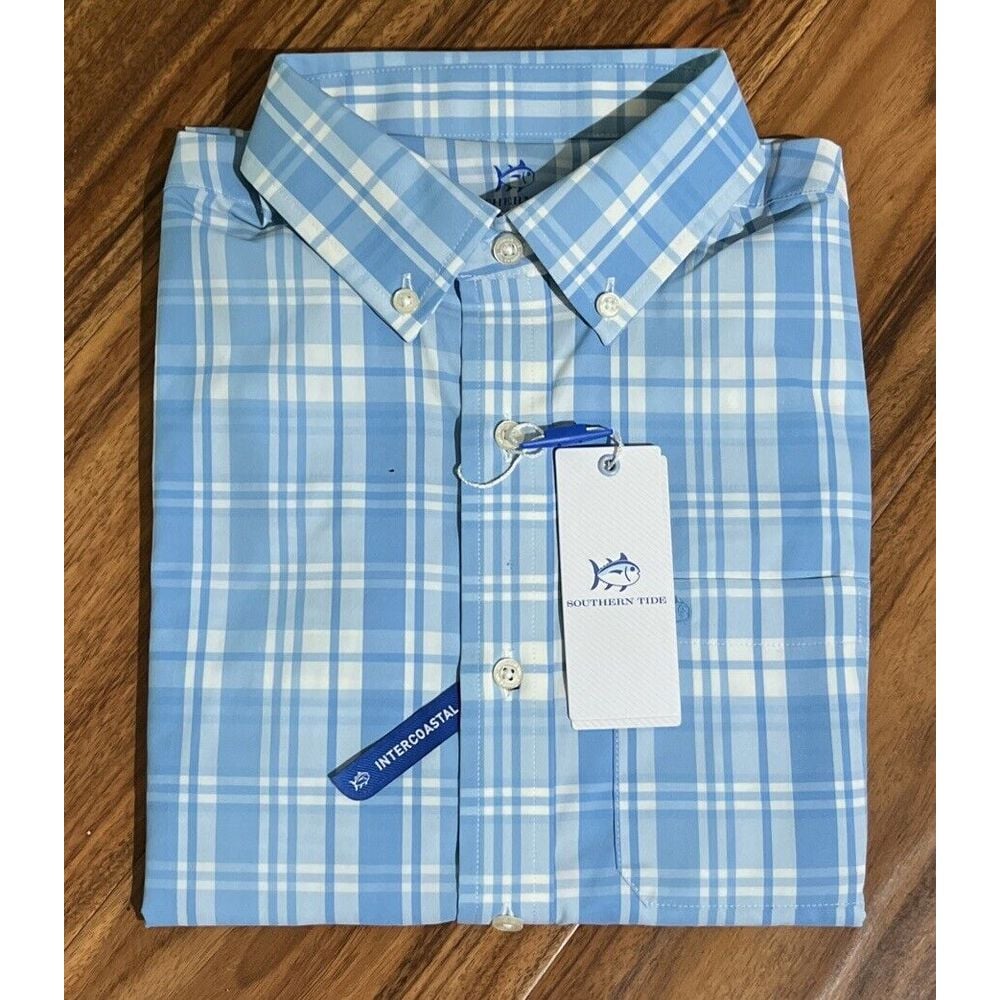 New 60 Southern Tide Intercoastal Palm Canyon Button Shirt Nylon Big Boys XL 16