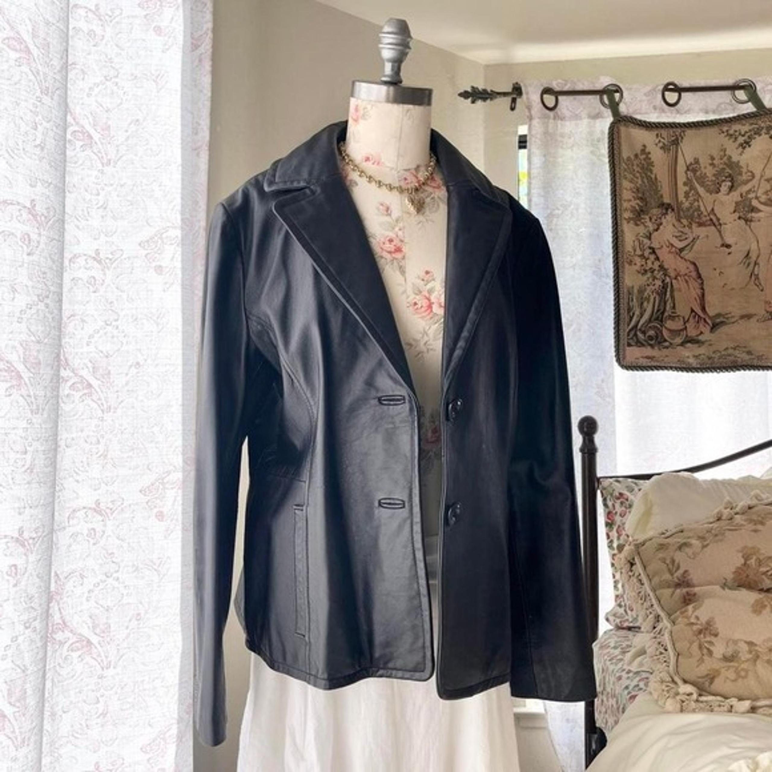 y2k black leather jacket womens xl