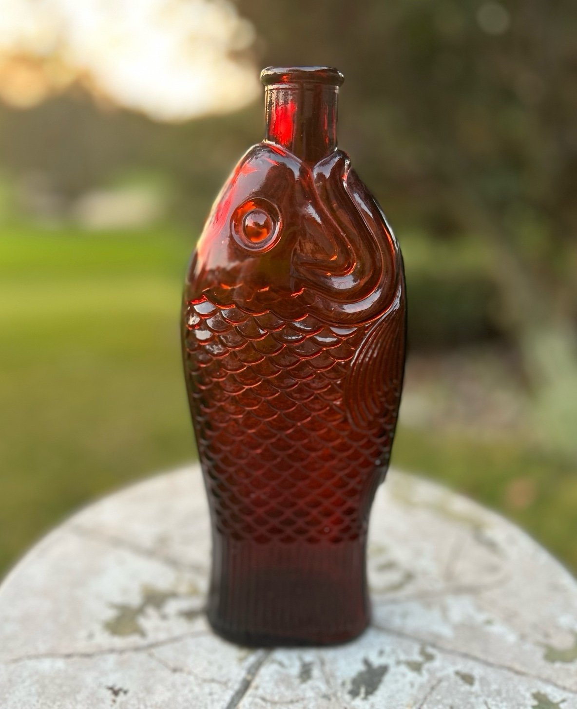 Antique Fish Shaped Cod Liver Oil Glass Bottle