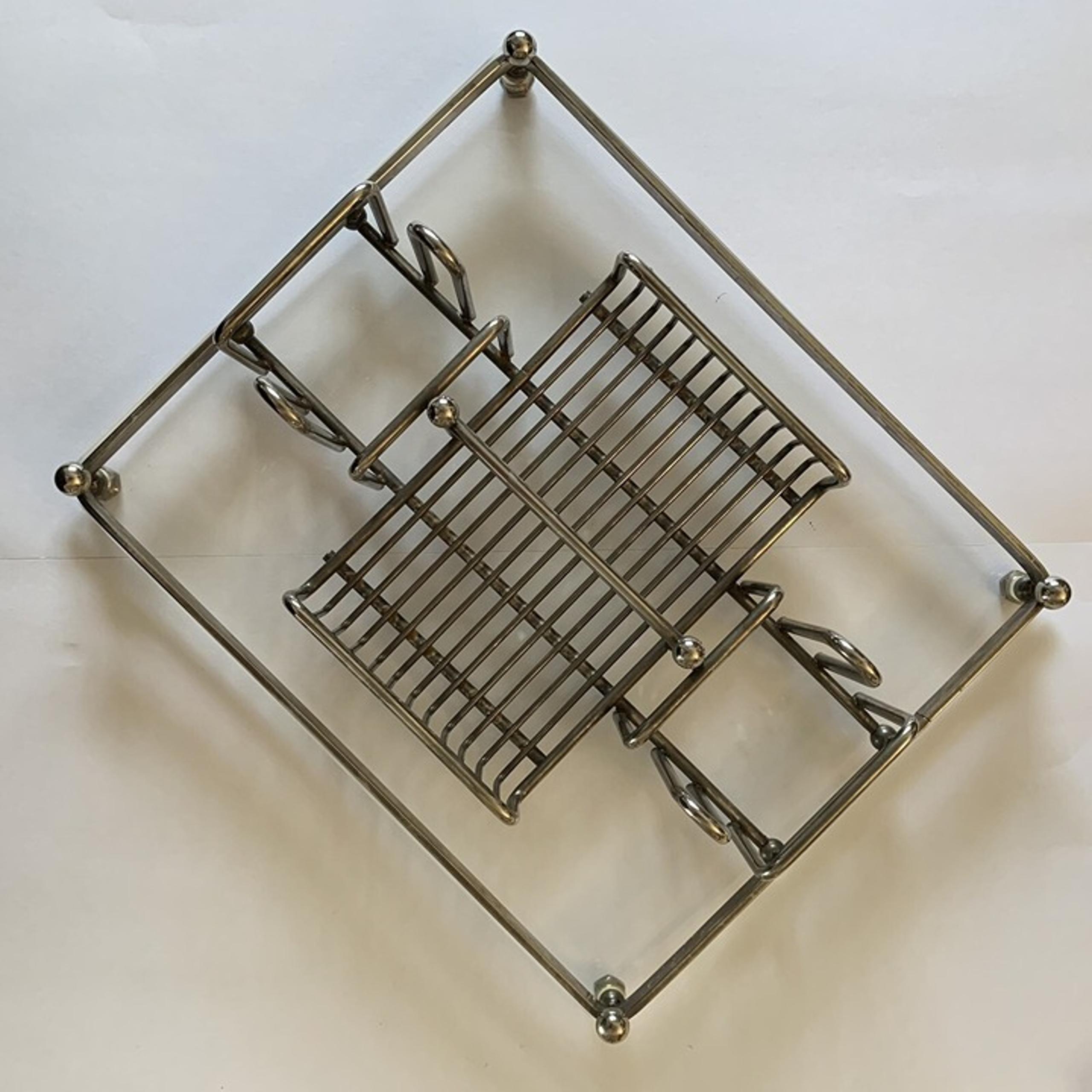 Vintage Silverware Caddy Buffet Silver Clear Acrylic Base Oneida Rogers
