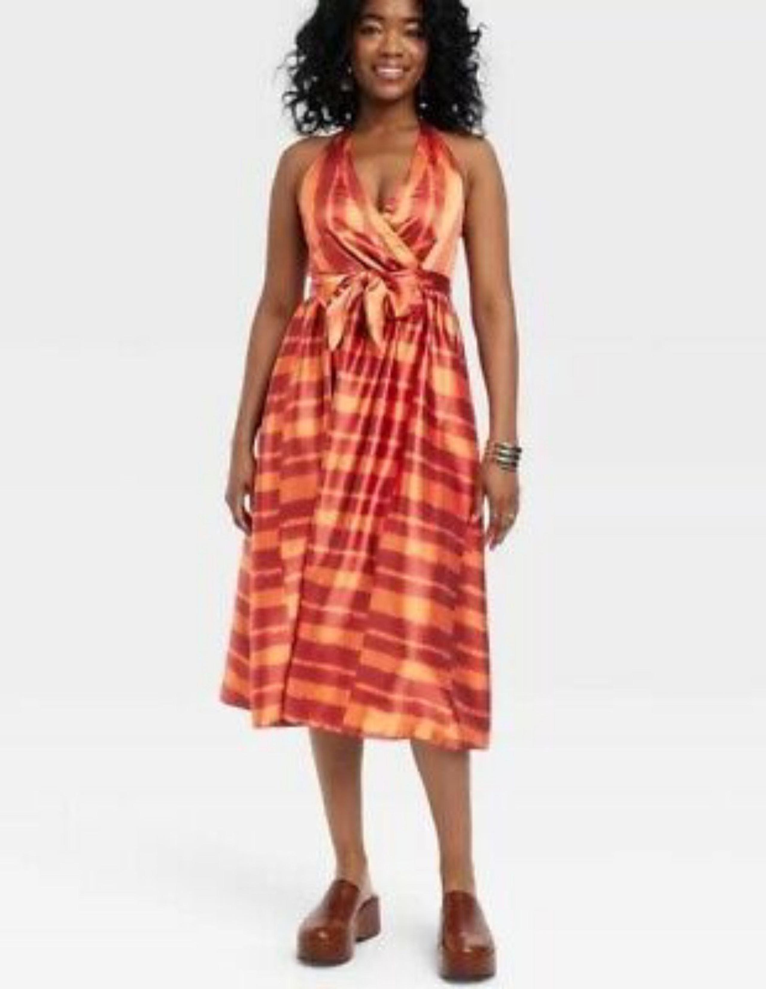 House Of Aama Woman's Backless Halter Dress 2XL Satin Festival Party Wedding